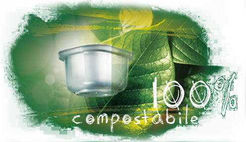100% composteerbare capsules op g100% composteerbare capsules met groene bladerenroene bladeren