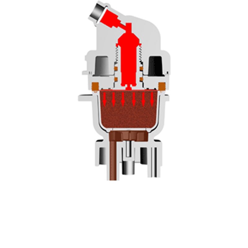 Schematische weergave van fase 3 van het bereidproces van koffie in onze machines